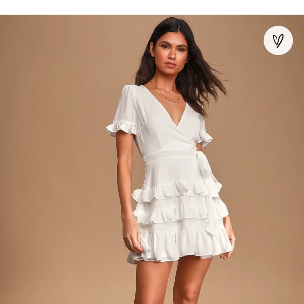 White ruffle mini dress